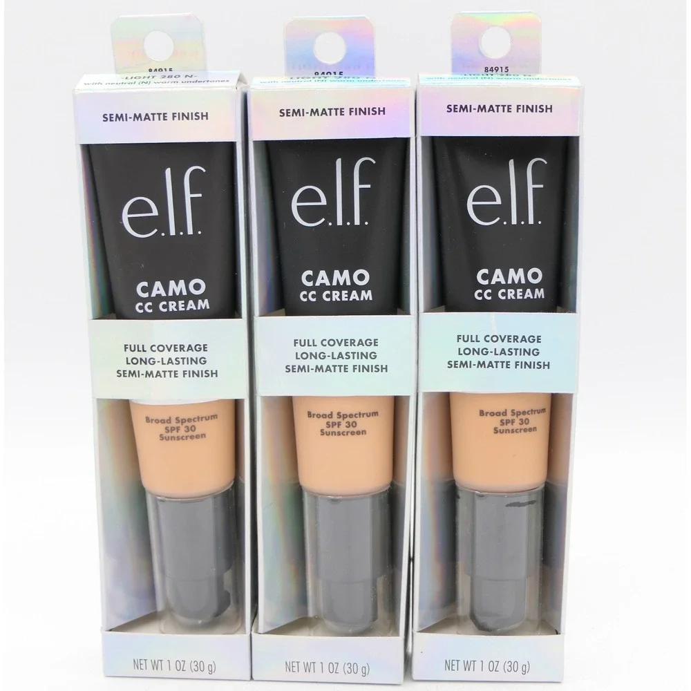 elf Camo CC Cream Light 280 N Full Coverage Semi-Matte SPF 30 3 Pack 09/26+